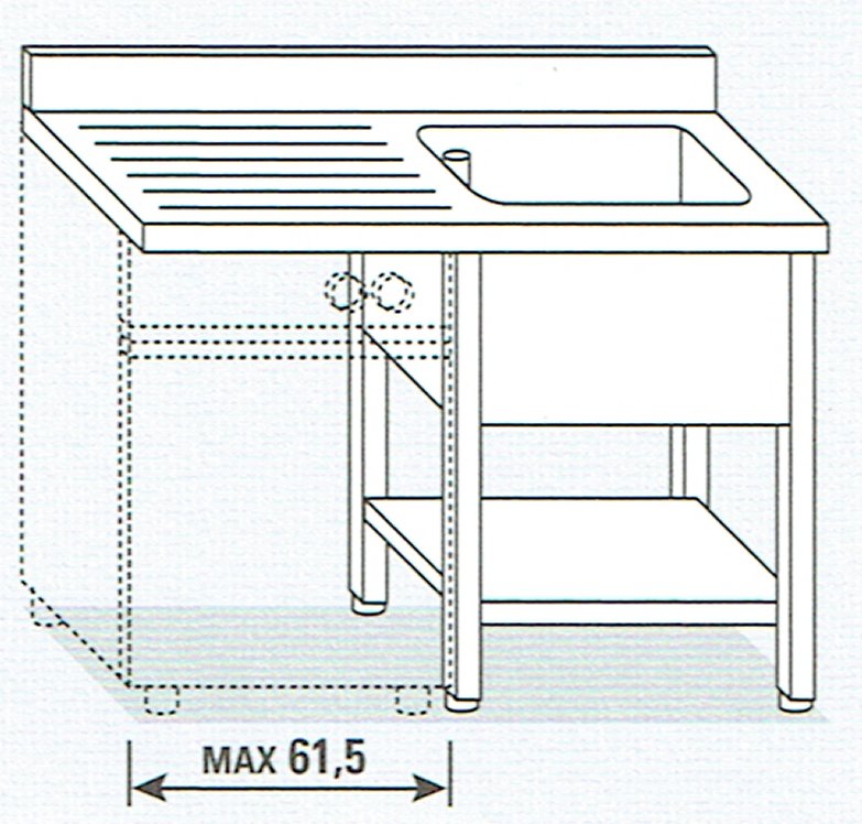 Lavello una vasca su gambe per lavastoviglie - Attrezzature per locali  pubblici