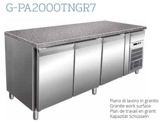Banco refrigerato pasticceria Forcar tre sportelli con granito mod. G-PA2000TNGR7