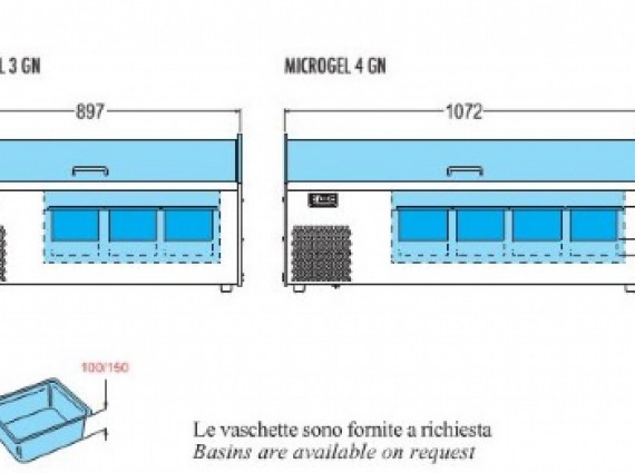 Vetrinetta da banco Microgel 4 GN +2/+8° - 2