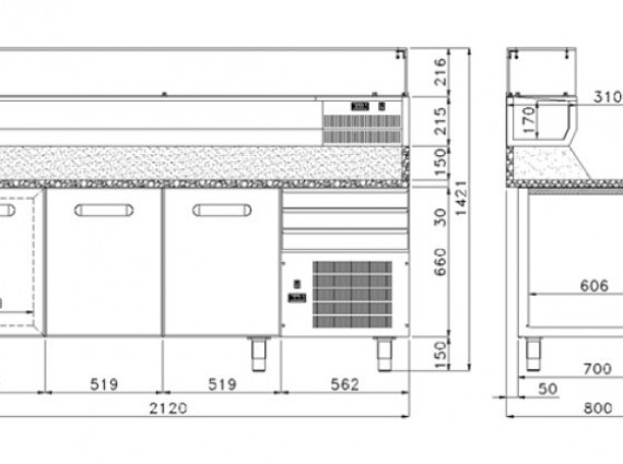 Banco pizza Tequila 2120 SP50 con vetrina refrigerata. - 1