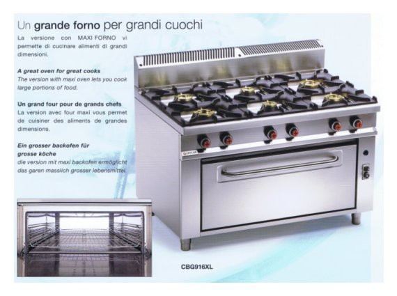 Cucina a gas 6 fuochi con maxi forno Offcar serie 990 9CBG16XL